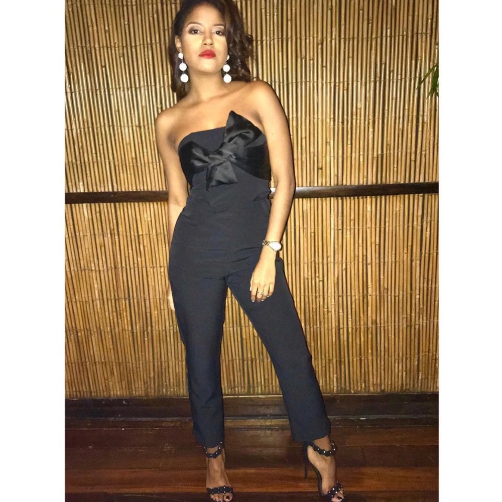 Bershka Satin Bow Jumpsuit